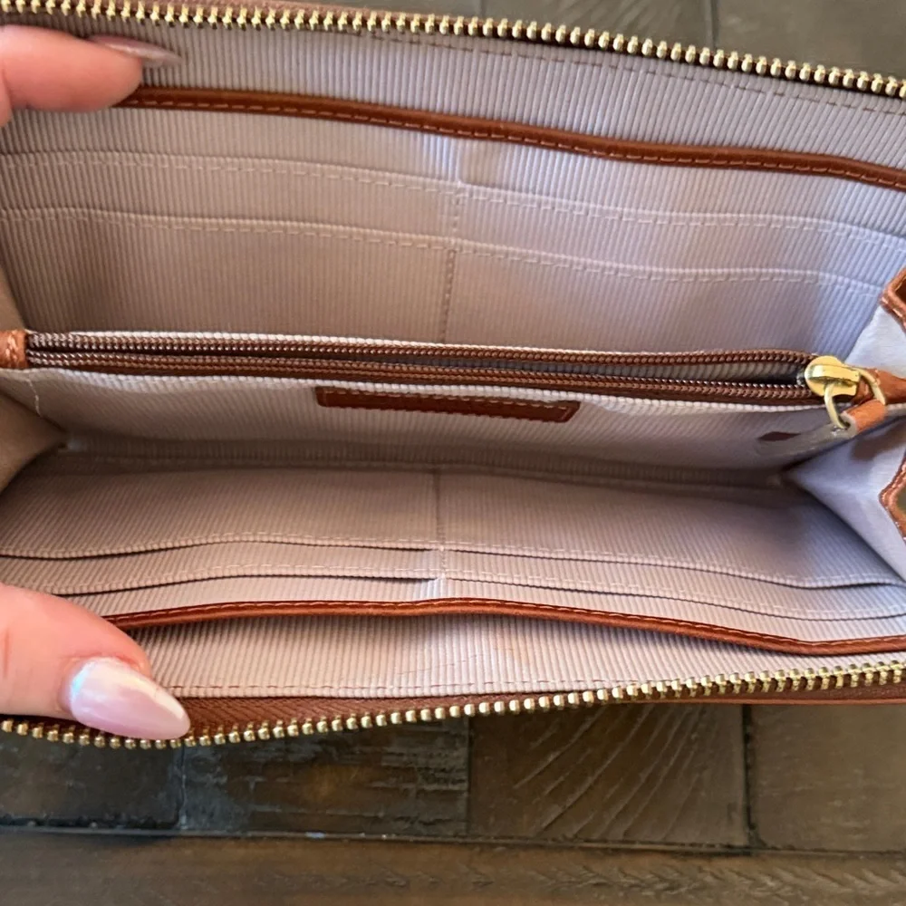 Margot New York Tan Leather Wristlet Wallet